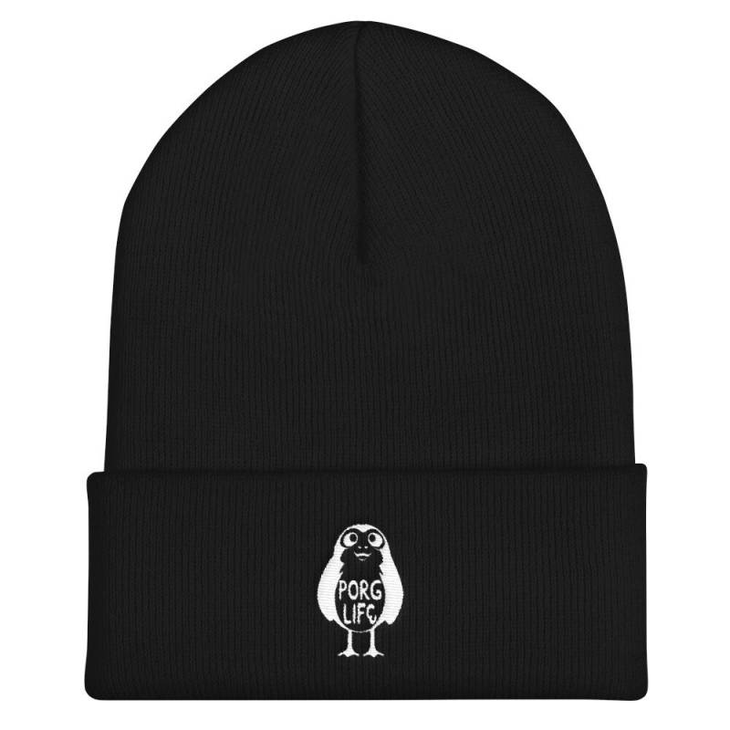 Porg Life Manschettenbeanie | Weißes Logo Porg Life Manschettenbeanie | Weißes Logo von 3DPrintMercMart