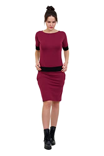 3Elfen Abendkleider Knielang Sommerkleid Fledermaus Jersey Kleid der Marke locker - Bordeaux L von 3Elfen