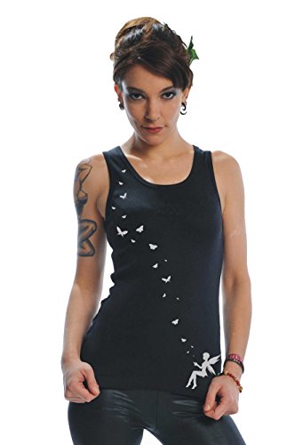 3Elfen Elfen Tanktop Shirt Damenoberteil mit Schmetterling Gothic Kleidung schwarz grau L Sommer von 3Elfen