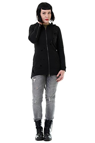 3Elfen Jacke Frauen mit Reißverschluss Sweatjacke mit Kapuze Übergangsjacke Damen Schmetterlinge schwarz - schwarz XL von 3Elfen