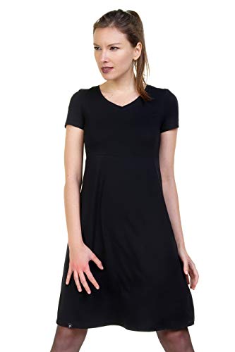 3Elfen Lilly Kleid Kurzarm Legeres Damen Sommerkleid locker geschnitten schwarz XXL von 3Elfen