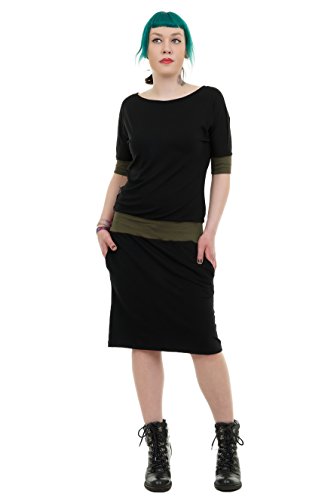 3Elfen Sommerkleider Knielang Fledermaus Kleid der Marke locker Jerseykleid - schwarz Oliv XL 3Elfen Sommerkleider Knielang Fledermaus Kleid der Marke locker Jerseykleid - schwarz Oliv XL von 3Elfen