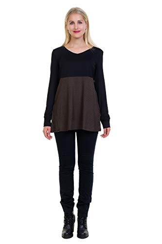 A Linie Langarm Shirt Damen DREI Elfen Longsleeve Mädchen Frauen Longshirt schwarz Kastanie M von 3Elfen