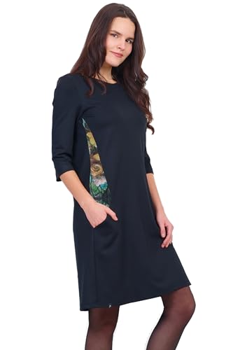 A Linien Kleider Langarm Damen locker lässiges DREI Elfen Basic Kleid Lange Ärmel Frauen XXL schwarz Fantastic von 3Elfen