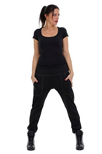 Baggy-Hose Jerseyhose Jogging Style Boyfriend-Hose Damen Designer Fashion Frauen schwarz grün M von 3Elfen