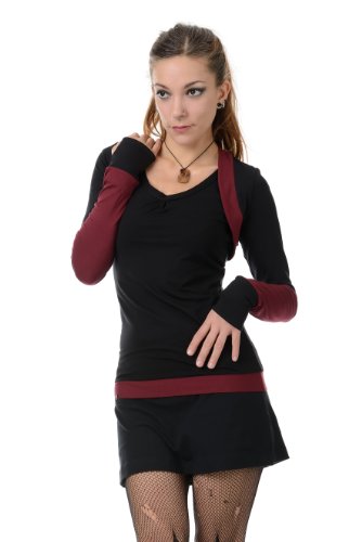 Bolero Langarm Damen/Handmade in Berlin/schwarz & farblich abgesetzt von 3 Elfen, Jäckchen, schwarz weinrot S von 3Elfen