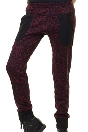 DREI Elfen Boyfriend-Hose Baggy-Hose Jerseyhose Jogging Style Damen Designer Fashion Frauen Paisley rot S von 3Elfen