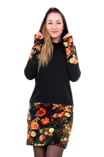 DREI Elfen Jerseykleid Kapuzen Winter Hoodie Kleid Damen Stulpen Daumenloch 3 Elfen schwarz Mystic Rose S von 3Elfen