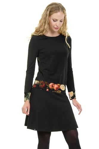 DREI Elfen Tinka Kleid Langarm Legeres Langarmkleid Damen Langarm weiter Rock geschnitten schwarz Mystic Rose XS von 3Elfen