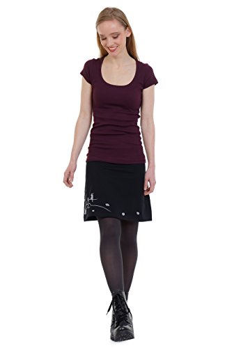 Elfen-Rock Sommer Damen Knielang alinie Jersey-Rock schwarz Print Blumen Wind Elfe einfach schlicht grau L von 3Elfen