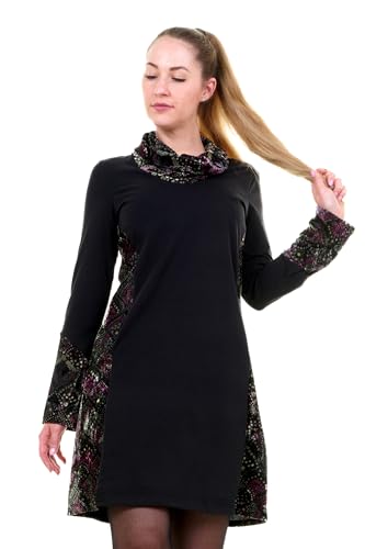 Herbst Winter Kleid DREI Elfen Winterkleid Damen Langarm locker Langer Rock Frauen schwarz Velvet XXL A Linie von 3Elfen