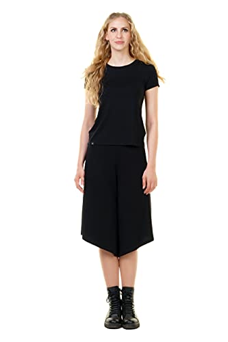 Hosenrock DREI Elfen locker geschnitten leichte Hose Jersey Rock lang Damen schwarz 4XL von 3Elfen