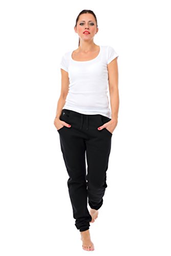 Jogginghose Damen locker lässig/Freizeithose Frauen schwarz/Boyfriend Baggy Style Hose mit Kleiner Elfe von 3 Elfen - Sporthose - grau S von 3Elfen