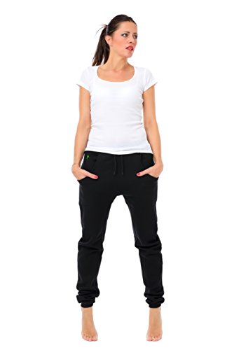 Jogginghose Damen locker lässig/Freizeithose Frauen schwarz/Boyfriend Baggy Style Hose mit Kleiner Elfe von 3 Elfen - Sporthose - grün L von 3Elfen