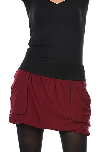 Minirock Damen lässig bequem mit Taschen kurzer Sommer-Rock, M Bordeaux von 3Elfen