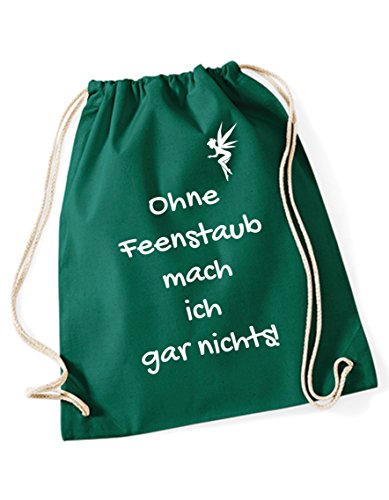 Ohne Feenstaub Turnbeutel Bedruckt mit Sprüchen/Rucksack/Sportbeutel/Gymsack mit Spruch von 3 Elfen - Statement Beutel für Mädchen Frauen - grün von 3Elfen