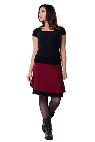 3Elfen Rock A Linie Damenrock knielanger Sommerrock, Langer alinie Tellerrock Damen Frauen Sommer Winter M Bordeaux von 3Elfen