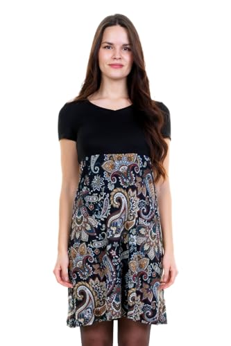 Sommer Kleid Damen DREI Elfen Lilly Kleid Kurzarm Legerer locker geschnitten Paisley M von 3Elfen