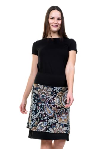 Sommerrock Damen braun Doppel Rock Sommer schlicht Langer A Linien Tellerrock Frauen 4XL Paisley von 3Elfen