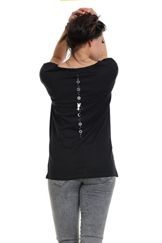 DREI Elfen T-Shirt Oversize Damen Damenshirt mit Rücken Print Magie Element von 3 Elfen, schulterfrei XL von 3Elfen