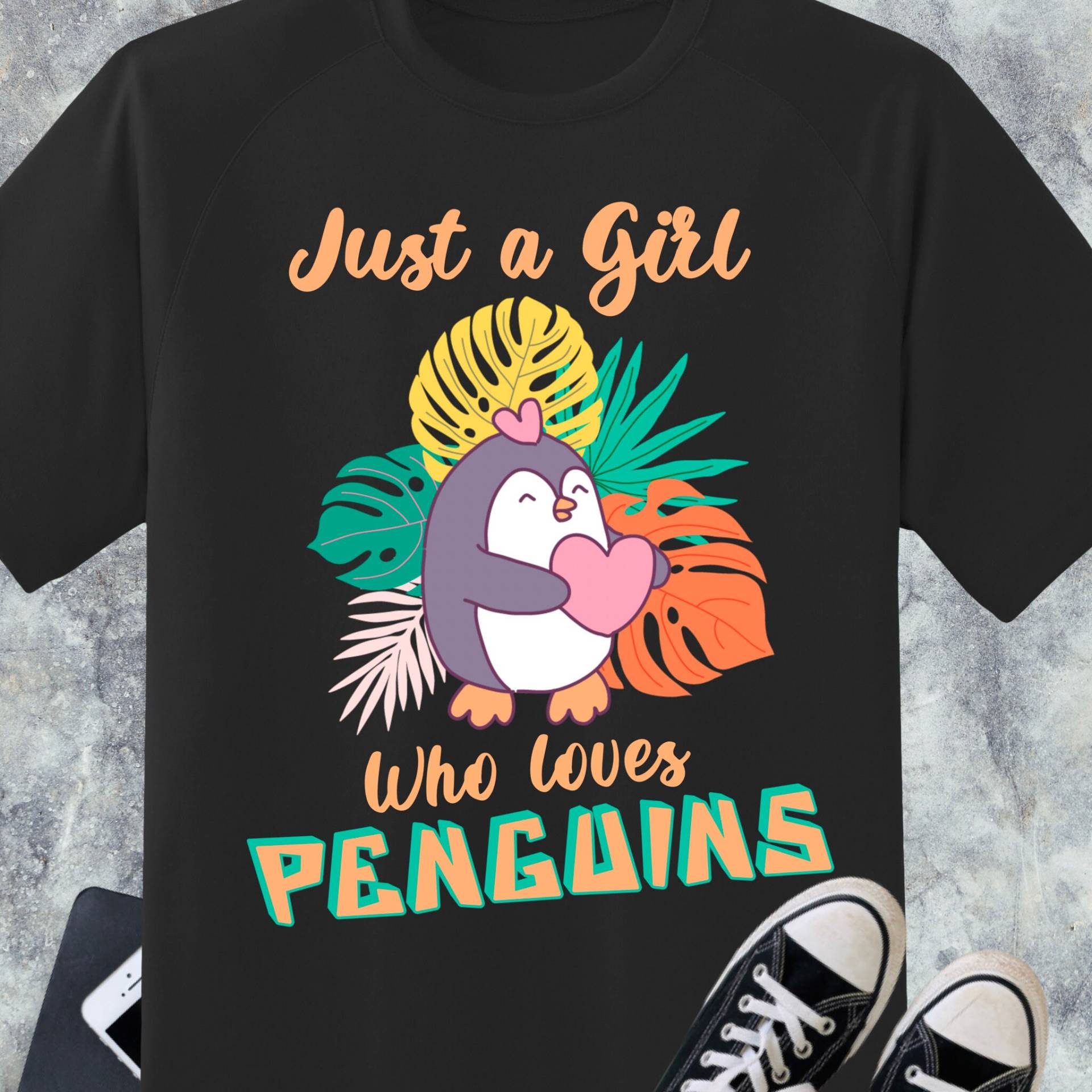 Just A Girl Who Loves Pinguine, Really Like Peace Love Pinguin Liebhaber, Süßes Shirt, I Love Geschenk, Geschenk von 3EyedRavenDesigns