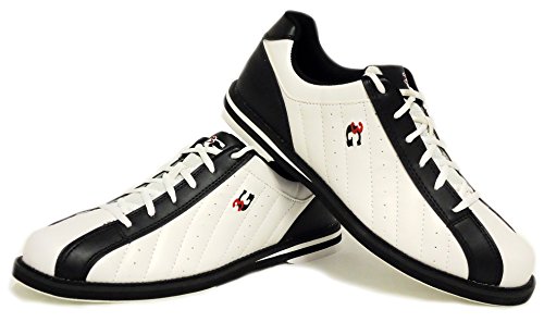 Bowling-Schuhe, 3G Kicks, Damen und Herren, für Rechts- und Linkshänder in 7 Farben Schuhgröße 36-48 (weiß-schwarz, 38.5 (US 6)) von EMAX Bowling Service GmbH MAXIMIZE YOUR GAME