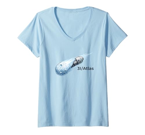 Damen 3I Atlaskomet UFO Kosmisches Geheimnis T-Shirt mit V-Ausschnitt Damen 3I Atlaskomet UFO Kosmisches Geheimnis T-Shirt mit V-Ausschnitt von 3I/Atlas Comet UFO Collection