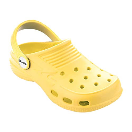 3Kamido® Croco Kids schöne Clogs Kinder Gartenschuhe Badelatschen Sandkasten Camping Jungen und Mädchen (Gelb, 26) von 3Kamido