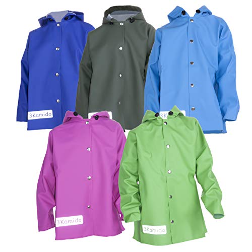 3Kamido® Kinder Regenjacke, Kinderjacke Regenbekleidung Jacke, WASSERSCHUTZJACKE, passend zu den Kinderwathose, wasserdicht und Winddicht (110 cm (EU), Dunkelgrün) von 3Kamido