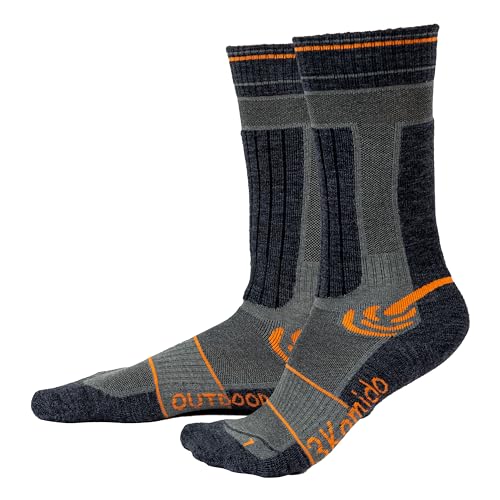 3Kamido OUTDOOR Socken Wandersocken Kindersocken Merino Wolle Trekkingsocken für Kinder Jugendliche Frauen Männer Sehr Warm und Weich Atmungsaktive Anti-Blasen Hohe Qualität(Grau/Orange 27-30EU) von 3Kamido