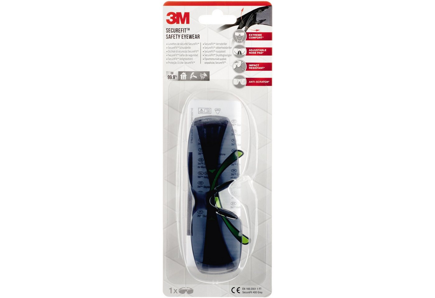 3M Nitril-Handschuhe Schutzbrille SecureFit SF400GC1 (6 Stück) von 3M