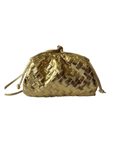 3MOG7Y1 Kleine Umhängetasche aus weichem PU-Leder für Damen, gewebte Umhängetasche, kleine Umhängetasche für Damen, Handtaschen, Kuriertaschen, gold, Medium 3MOG7Y1 Kleine Umhängetasche aus weichem PU-Leder für Damen, gewebte Umhängetasche, kleine Umhängetasche für Damen, Handtaschen, Kuriertaschen, gold, Medium von 3MOG7Y1