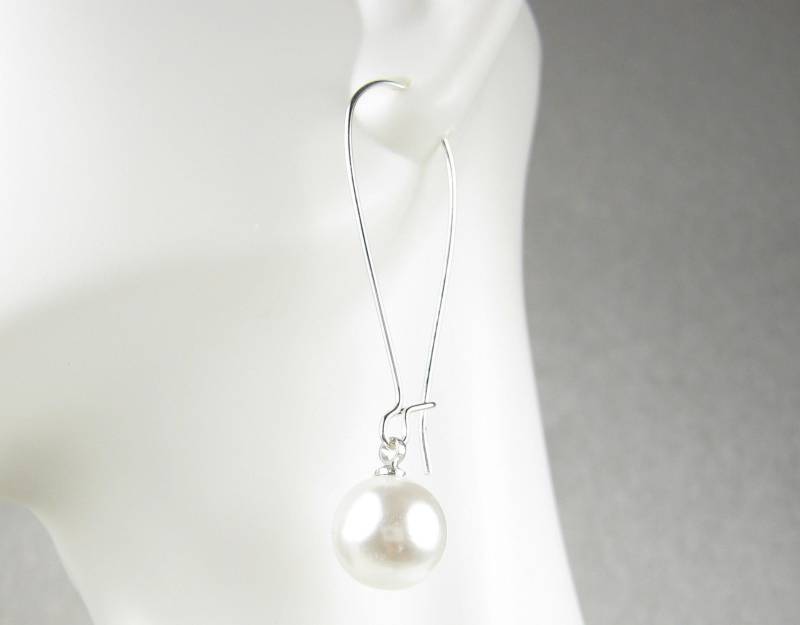 Pearl Ball Silber Tropfen Ohrring, Elfenbein Perle Creme Minimalist Brautschmuck, Juni Birthstone, Handgemachtes Geschenk von 3PetuniaPlace