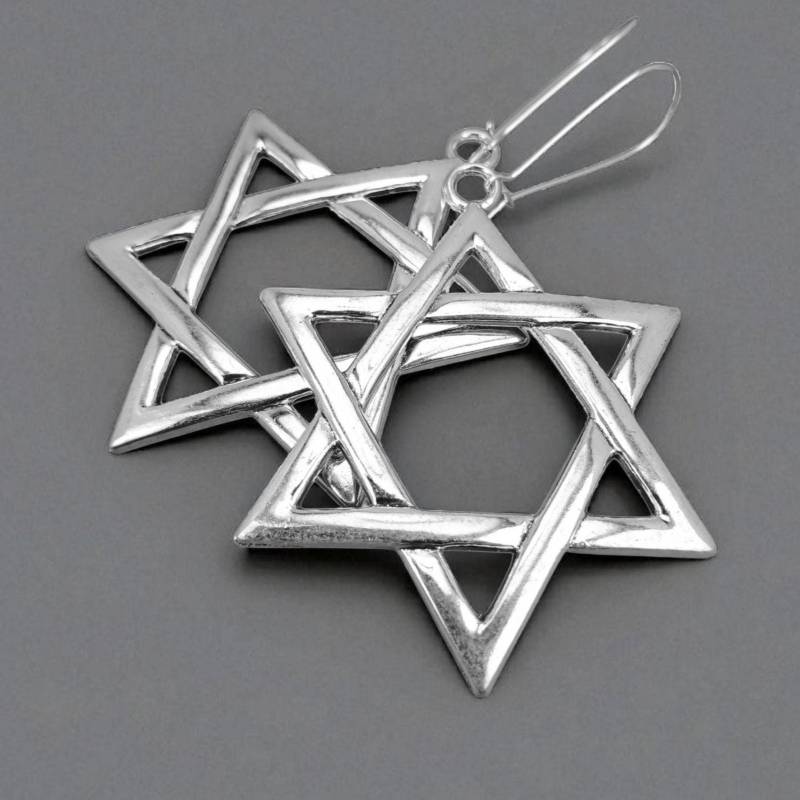 star Of David Silber Ohrring, Große Aussage Übergroß, Jüdisch, Symbol Des Judentums, Schild Von Magen David, Siegel Salomon, Rabbi Geschenk von 3PetuniaPlace
