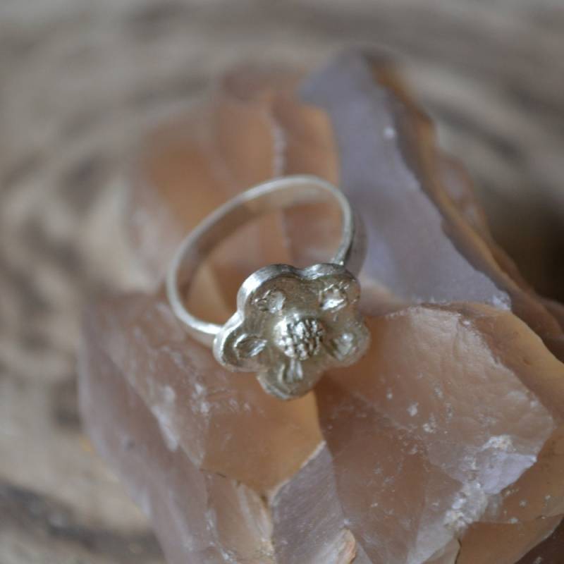 Precious Metal Clay 99, 9 % Reines Silber Blume Ring von 3RWeDragonflyDesigns