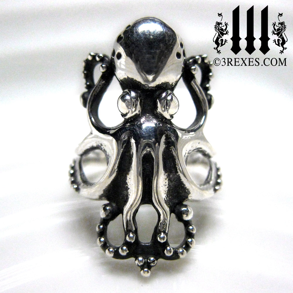 Oktopus Ring 925 Sterling Silber Größe 6 Schmuck Tentakel Steampunk Art Ozean Oktopus Ring 925 Sterling Silber Größe 6 Schmuck Tentakel Steampunk Art Ozean von 3RexesJewelry