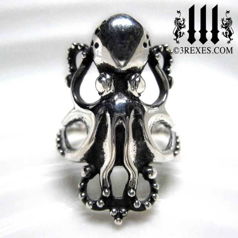 Oktopus Ring 925 Sterling Silber Größe 6 Schmuck Tentakel Steampunk Art Ozean Oktopus Ring 925 Sterling Silber Größe 6 Schmuck Tentakel Steampunk Art Ozean von 3RexesJewelry