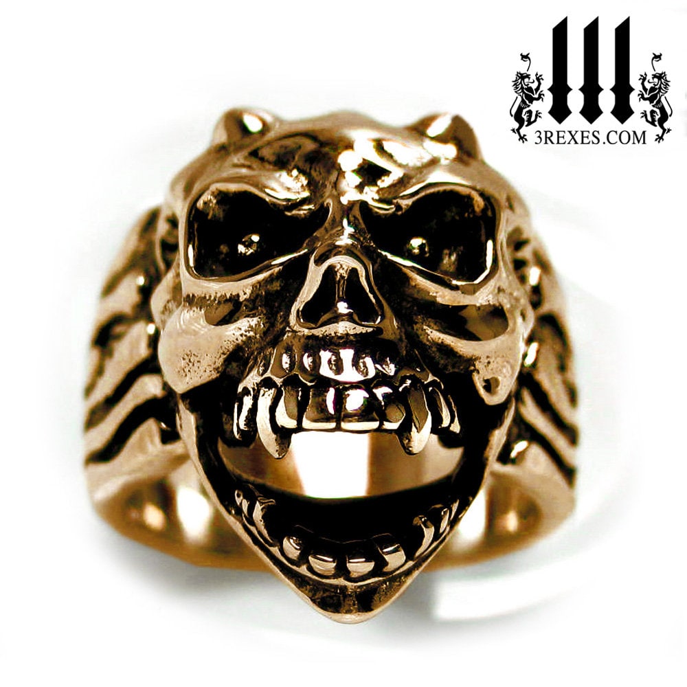 Teufel Gargoyle Herrenring Aus Antiker Bronze, Biker-Band Für Piraten Größe 12 Teufel Gargoyle Herrenring Aus Antiker Bronze, Biker-Band Für Piraten Größe 12 von 3RexesJewelry