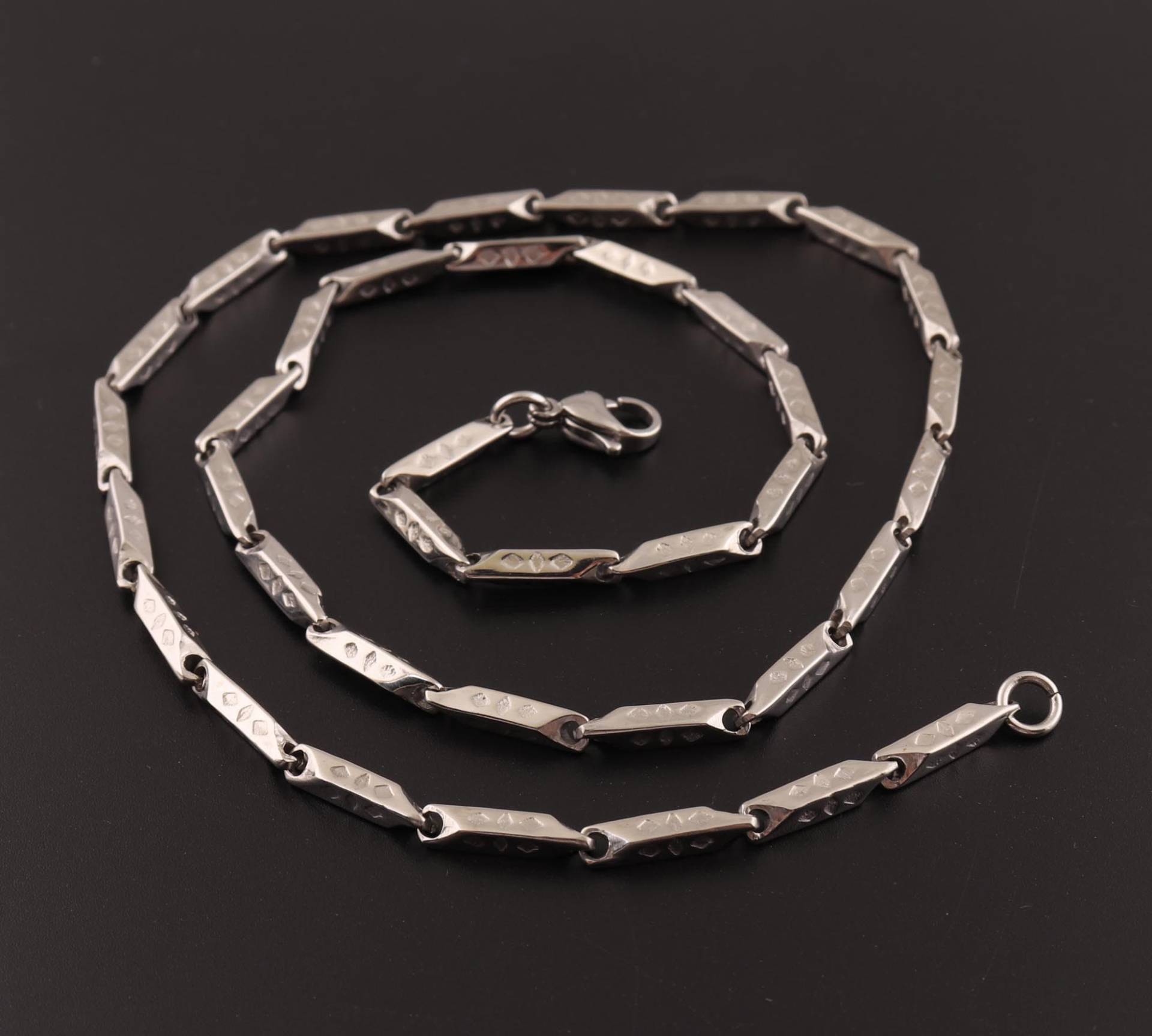 316L Edelstahl Halskette Charm Halsband 56cm Silber Farbkette Mit Muster Mode Schmuck Für Männer Geschenk von 3SistersWishes