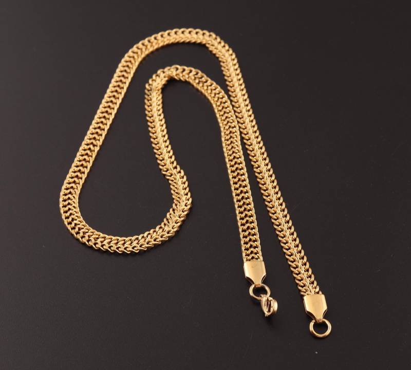 Hot Fashion 45cm Länge Kette Halskette Vergoldet Flach 316L Edelstahl Kettenglied Charme Für Anhänger Männer Dekoration Zubehör von 3SistersWishes