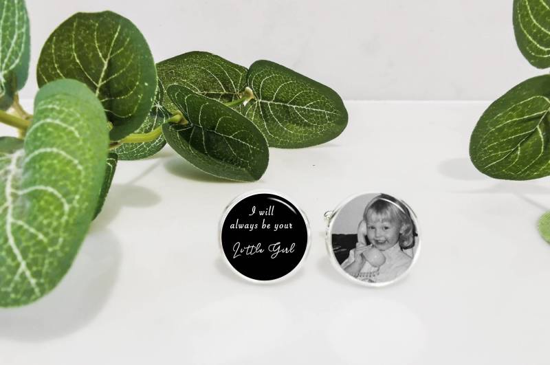 Ich Werde Immer Ihr Kleines Mädchen Manschettenknöpfe, Bild Memorial Foto Personalisierte 925 Sterling Silber von 3StoriesandCo