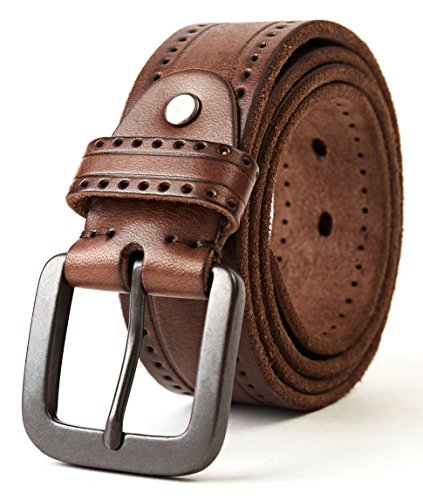 3ZHIYI Herren Freizeit Gürtel aus 100% echtem Leder 38mm breit 4mm stark von 3ZHIYI
