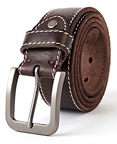 3ZHIYI Herren Vollledergürtel aus Büffelleder,Vollnarbenleder Gürtel 4mm stark 38mm Breiter (Dunkelbraun-064, 130CM) von 3ZHIYI