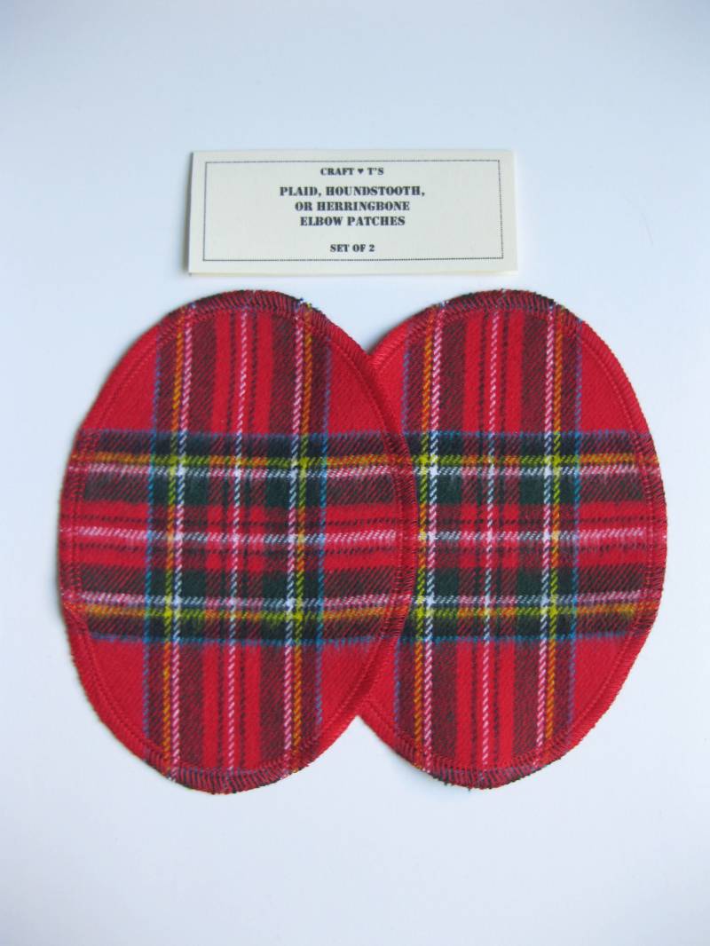 Ellenbogen Patches - Roter Tartan Karierter Flanell 2Er Set von 3crafties