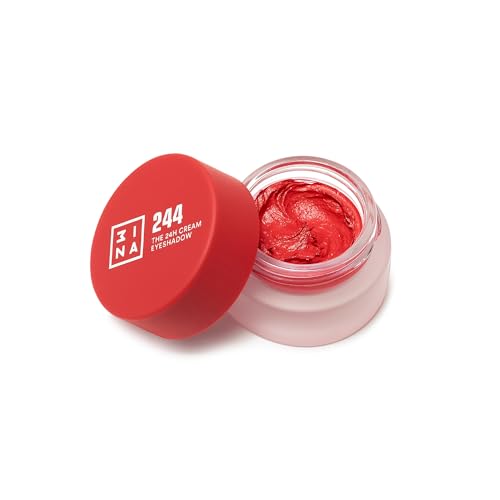 3INA MAKEUP - The 24h Cream Eyeshadow 244 - Rot - Lidschatten mit Cremige Textur - Mattes Schimmerndes und Glitzer Lidschatten-Finish - Wasserfest Creme Lidschatte - Vegan - Cruelty Free von 3ina