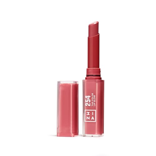 3INA MAKEUP - The Color Lip Glow 254 - Dunkelrosa Nackt Lippenstift - Glowy Saftige Lippen-Stift mit Vitamin E für Lippen zu Nähren - Lippenbalsam Hochpigmentiert - Vegan - Cruelty Free von 3ina