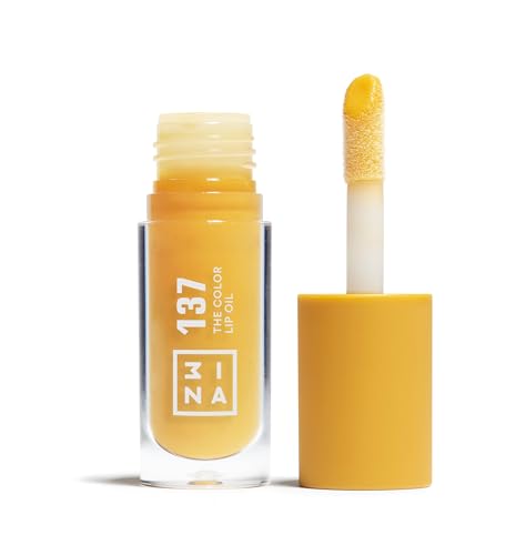 3INA MAKEUP - The Color Lip Oil 137 - Helles Honiggelb Lip Gloss mit Hyaluronsäure - 24h Feuchtigkeit Lip Balm für Trockene Lippen - Hochglänzende Lippenöl - Lippenstift - Vegan - Cruelty Free von 3ina