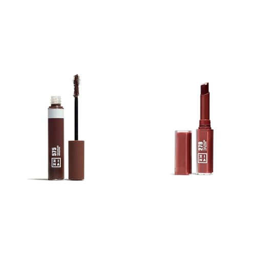 3INA MAKEUP - The Color Mascara 575 + The Color Lip Glow 279 - Mascara für Volumen und Länge - Lippenstift mit Vitamin E für Lippen zu Nähren - Vegan - Cruelty Free von 3ina