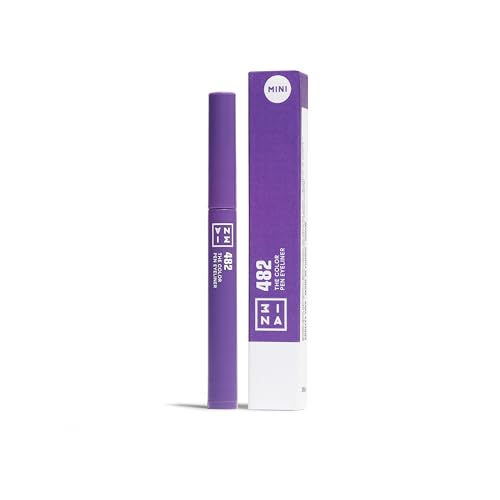 3INA MAKEUP - The Color Pen Eyeliner 482 (mini) - Lila Flüssiger Eyeliner - 10h Langhaltende Matte Eyelinerstift mit Präzision Spitze Hochpigmentiert Flüssig liner - Reisegröße - Vegan - Cruelty Free von 3ina