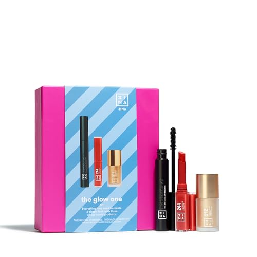 3INA MAKEUP - The Glow One Kit - 3ina Ikonische in Einem Kit - The Color Lip Glow 244 + The 24H Level Up Mascara + The No-Rules Cream Highlighter 512 - Vegan - Cruelty Free von 3ina
